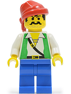 LEGO Minifiguur Pirate Green Vest, Blue Legs, Red Bandana (pi052) — LEGO te koop op BrickVillage