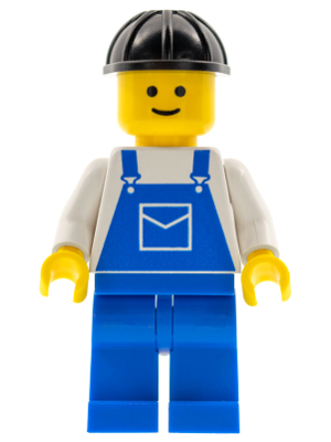 LEGO Minifiguur Overalls Blue with Pocket, Blue Legs, Black Construction Helmet (ovr002) — LEGO te koop op BrickVillage