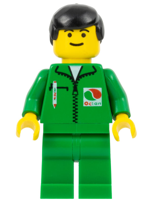 LEGO Minifiguur Octan - Green Jacket with Pen, Green Legs, Black Male Hair (oct014) — LEGO te koop op BrickVillage
