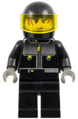 LEGO Minifiguur Male Actor 3, Driver, Black Helmet, Trans-Yellow Visor (stu016) — LEGO te koop op BrickVillage