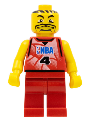 LEGO Minifiguur NBA Player, Number 4 with Red Non-Spring Legs (nba044a) — LEGO te koop op BrickVillage