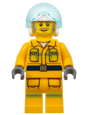 LEGO Minifiguur Fire - Reflective Stripes, Bright Light Orange Suit, White Helmet, Dark Tan and Gray Beard (cty1369) — LEGO te koop op BrickVillage