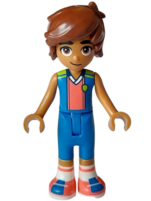LEGO Minifiguur Friends Leo - Blue, Coral, and Lime Sports Uniform (frnd0638) — LEGO te koop op BrickVillage