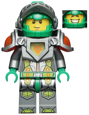 LEGO Minifiguur Aaron Fox - Flat Silver Visor and Armor, 2 Clips and 2 Bars with Tow Ball on Back (nex035) — LEGO te koop op BrickVillage