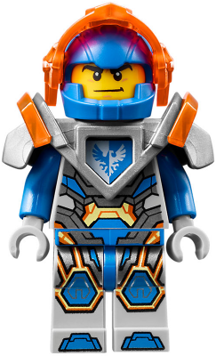 LEGO Minifiguur Clay Moorington - Blue Helmet, Trans-Neon Orange Visor, Flat Silver Armor (nex093)