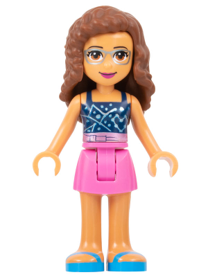 LEGO Minifiguur Friends Olivia (Nougat) - Dark Pink Skirt, Dark Blue Top with Constellations (frnd0424)