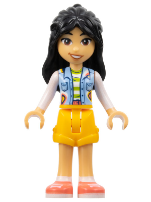 LEGO Minifiguur Friends Liann - Bright Light Blue Vest with Pockets, Bright Light Orange Shorts, Coral Shoes (frnd0583)