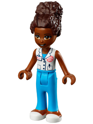 LEGO Minifiguur Friends Nandi - White Vest with Paw Print, Dark Azure Trousers (frnd0508)