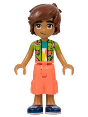 LEGO Minifiguur Friends Leo - Lime Watermelon Shirt, Coral Cropped Trousers, Dark Blue Shoes (frnd0579)