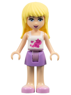 LEGO Minifiguur Friends Stephanie - Medium Lavender Skirt, White Top (frnd0002)