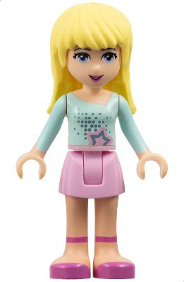 LEGO Minifiguur Friends Stephanie - Bright Pink Skirt, Light Aqua Long Sleeve Top (frnd0003)