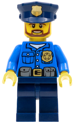 LEGO Minifiguur Police - City Officer, Gold Badge, Police Hat, Beard (cty0477) — LEGO te koop op BrickVillage