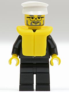 LEGO Minifiguur Police - City Suit with Blue Tie and Badge, Black Legs, White Hat, Life Jacket (cty0025) — LEGO te koop op BrickVillage
