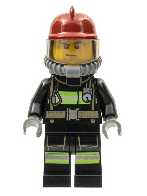 LEGO Minifiguur Fire - Reflective Stripes with Utility Belt, Dark Red Fire Helmet, Yellow Air Tanks, Sweat Drops (cty03… — LEGO te koop op BrickVillage