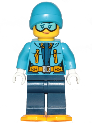 LEGO Minifiguur Arctic Explorer - Female, Dark Blue Legs, Dark Azure Beanie, Medium Azure Ski Goggles, Bright Light Ora… — LEGO te koop op BrickVillage