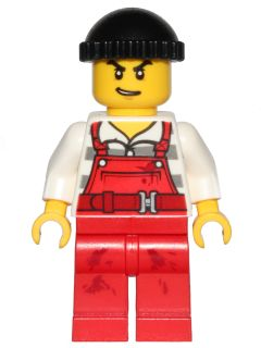 LEGO Minifiguur Police - City Bandit Male with Red Overalls, Black Knit Cap, Lopsided Open Mouth Smile (cty0709) — LEGO te koop op BrickVillage