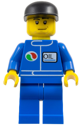 LEGO Minifiguur Octan - Blue Oil, Blue Legs, Black Cap, Smirk and Stubble Beard (oct060) — LEGO te koop op BrickVillage