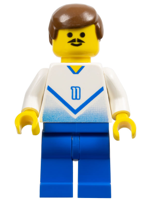 LEGO Minifiguur Soccer Player White & Blue Team with shirt #11 (soc085) — LEGO te koop op BrickVillage