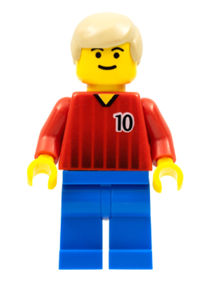 LEGO Minifiguur Soccer Player - Red and Blue Team with Number 10 (soc067) — LEGO te koop op BrickVillage